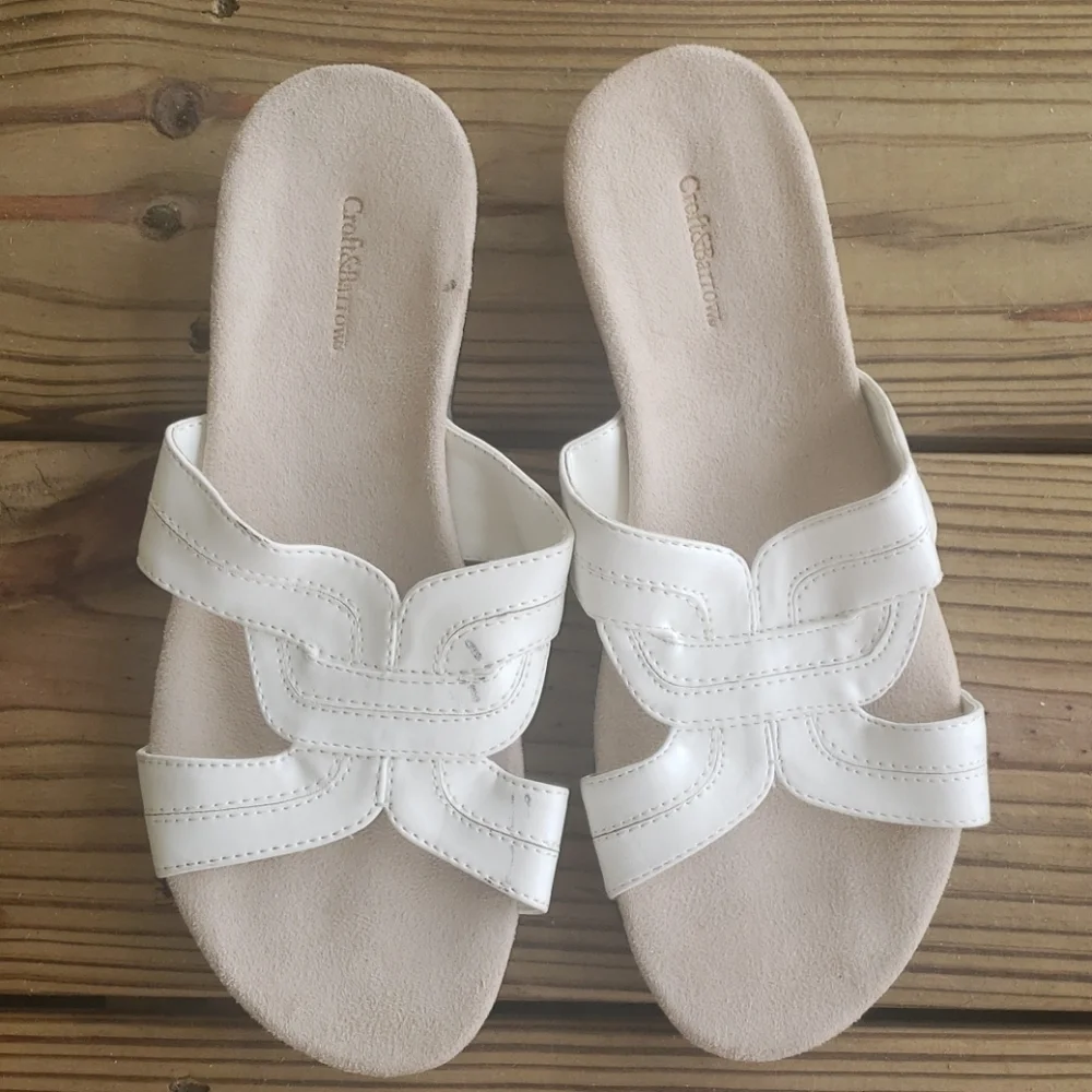 Comfortview Women's White Slide Sandals